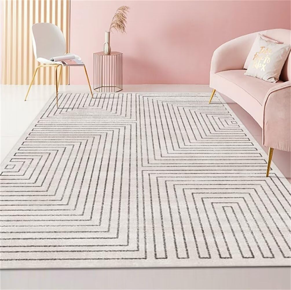 Tapis de damier 160x210cm gris et noir à motif géométrique