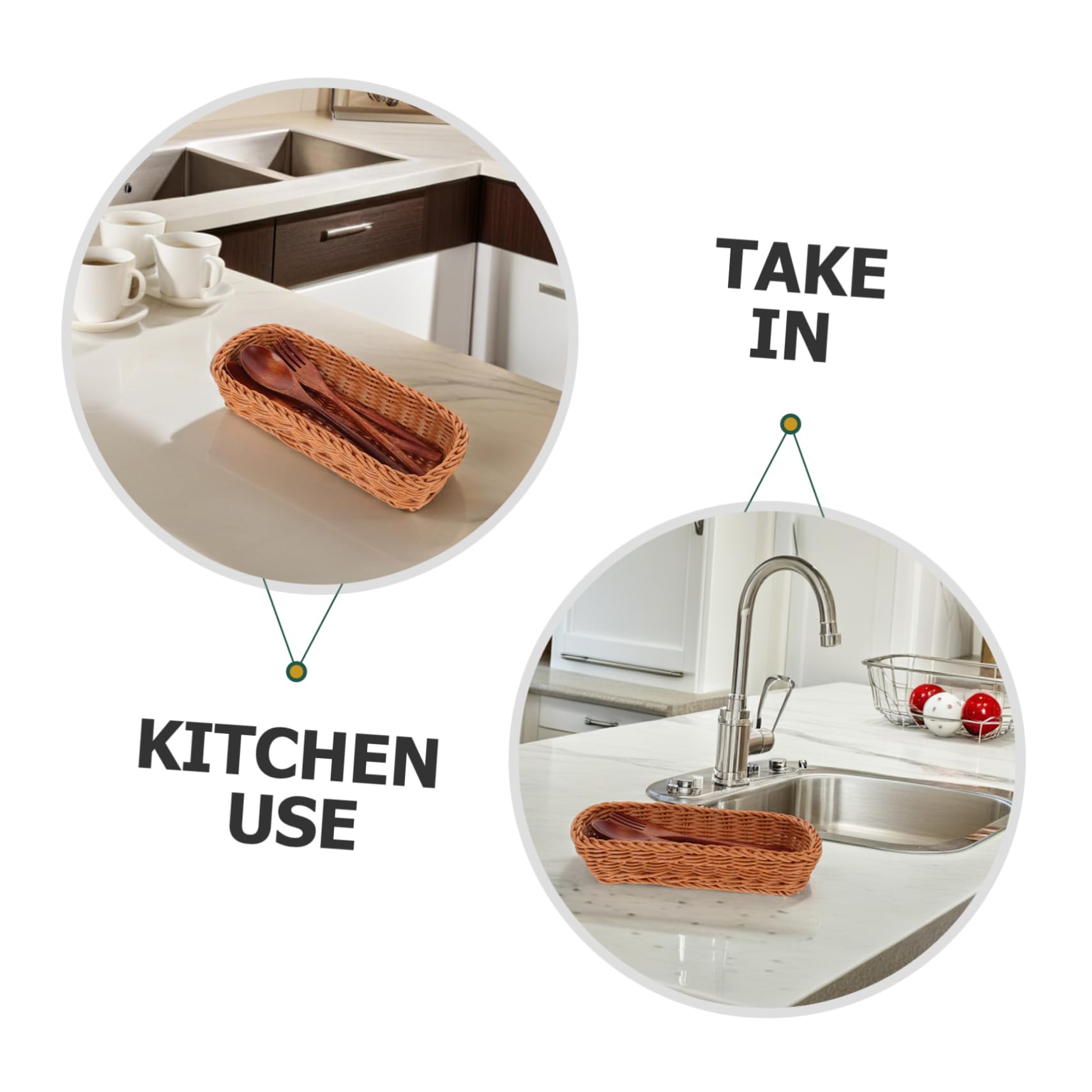 Cabilock Cesta Tejida para Cubiertos PP, Organizador de Utensilios de Cocina Reusable y Fácil de Limpiar