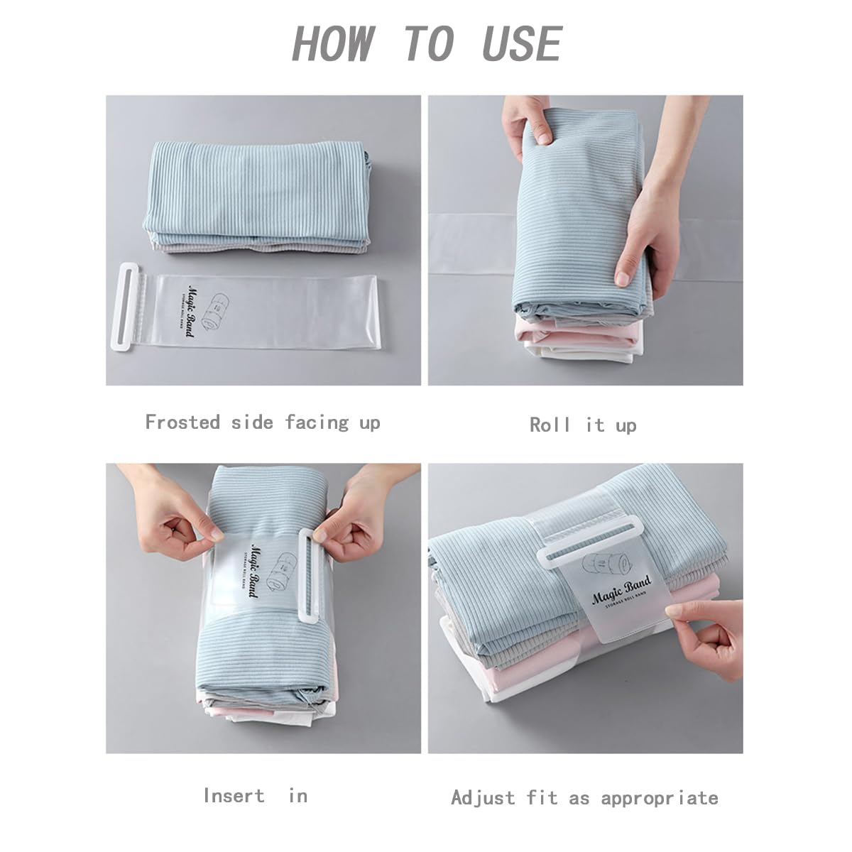 ZEUP 9-Pack Adjustable Bed Sheet & Clothing Organizer Bands - Space Saver For Closet, Drawers, Travel