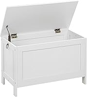 Vista 10 de HOOBRO Caja de juguetes, baúl de almacenamiento de aspecto de madera retro con bisagra de seguridad, banco de almacenamiento de entrada soporta 220