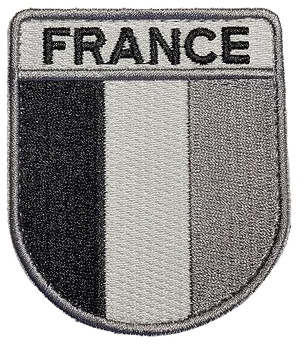 Ecusson Drapeau Français Gris Tissu brodé avec scratch Collection France Tricolor Bleu Blanc rouge