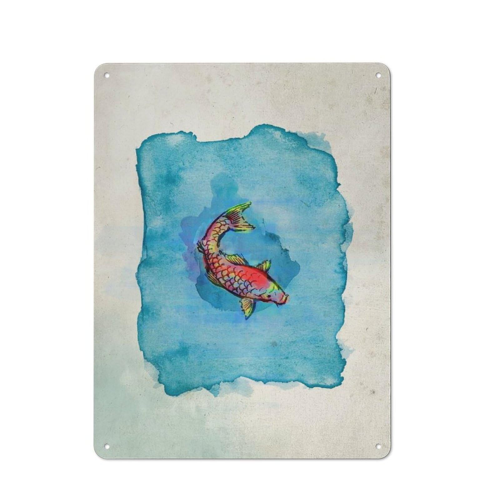 Junmoney Style-5 Vintage Tin Sign 40X30cm With Small Fish Small Pond For Home Bar Wall, Metal Sign Decor For Home Bars And Entertaining Spaces