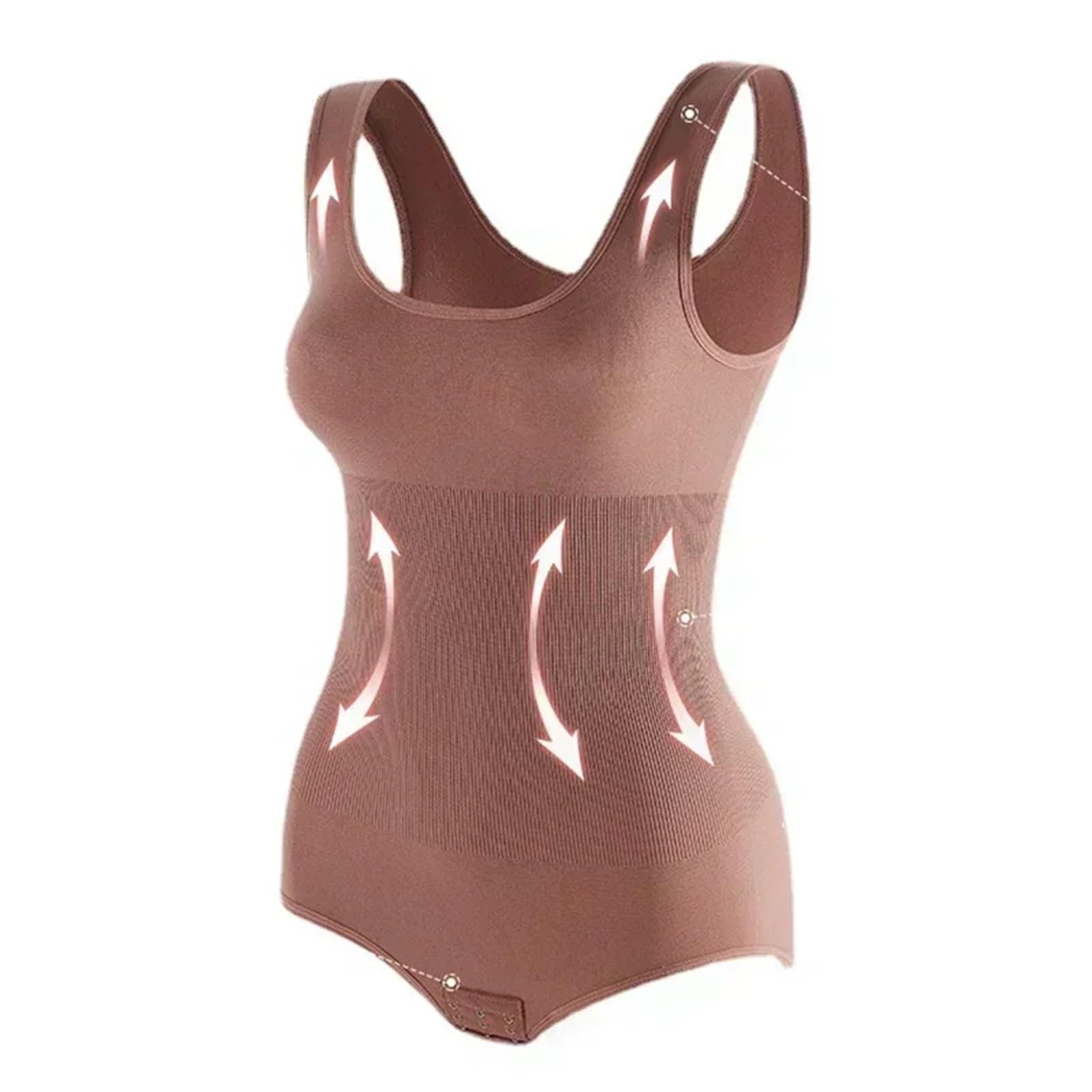 Bodysuit Shapewear 2PCS Body Donna Dimagrante Shapewear Corsetto Riducente Shaper del corpo Modellazione Biancheria intima Tummy Control Mutandine Slip 35-110kg für Snellente(Bean Paste Black 2pcs,M L