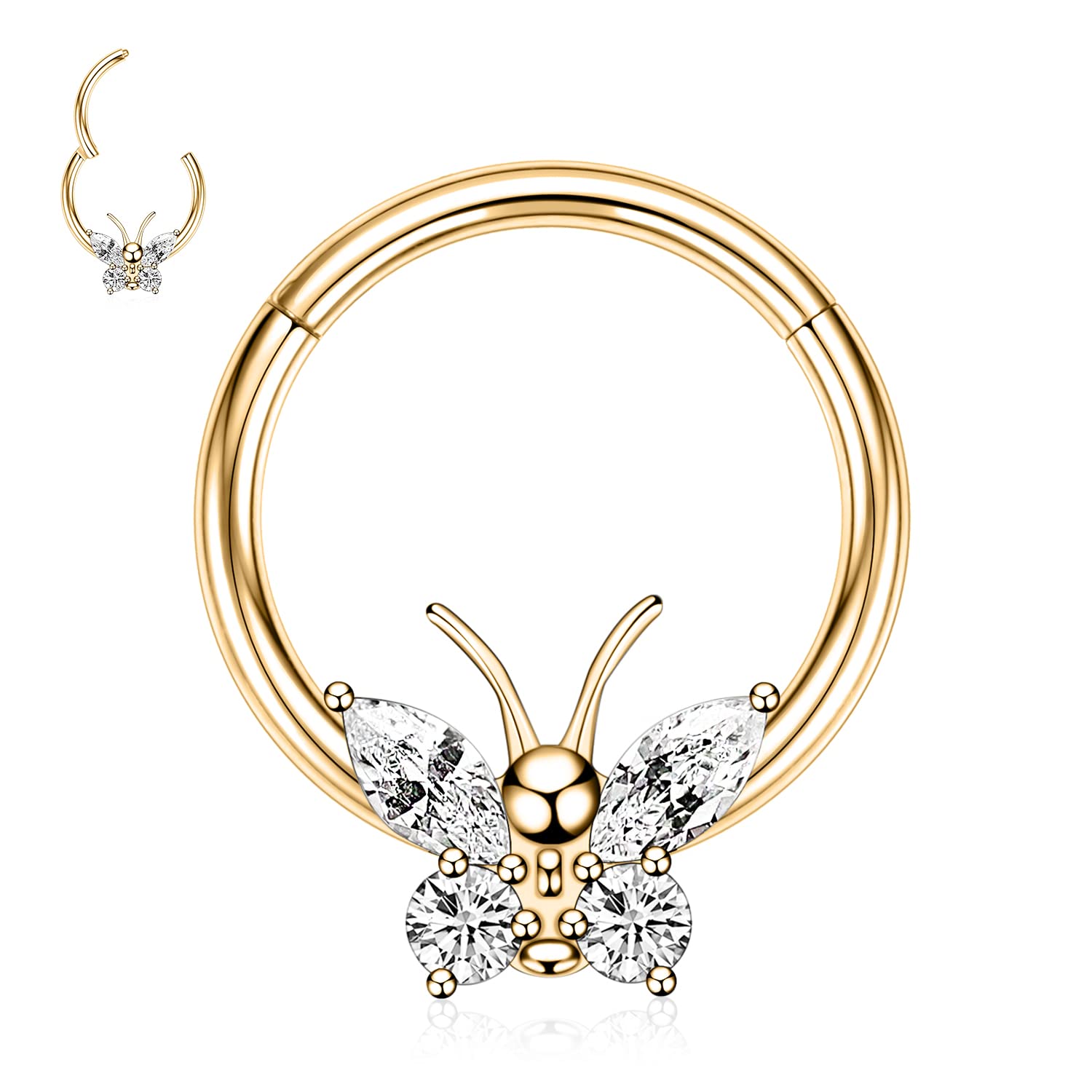 hengkaixuan Unique Animal Shape Septum Nose Ring Septum Jewellery 16G Daith Earrings Surgical Steel Nose Hoop Septum Clicker Conch Piercing Jewellery Rook Helix Tragus Cartilage Lobe Hoop Earring — view 44