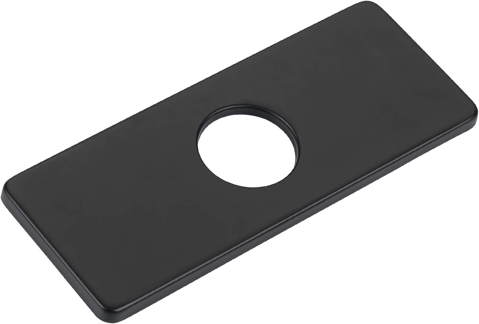KAIYING 6" Hole Cover Deck Plate for Bathroom Vanity Sink, 3-to-1 Bathroom Faucet Escutcheon Plate, Rectangle, Stainless Steel (Matte Black)