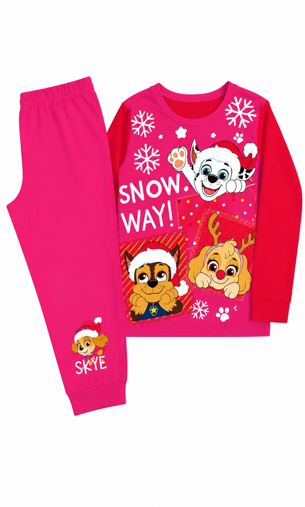 Paw Patrol Girls Red Christmas Festive Pyjamas Nightwear Pyjama Set (Uk, Age, 2 Years, 3 Years, Regular, )