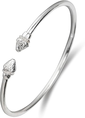 Miniatura 3 de BETTER JEWELRY Elegantes brazaletes puntiagudos de plata de ley 925 (par 0.95 oz) (fabricado en Estados Unidos), Plata de ley