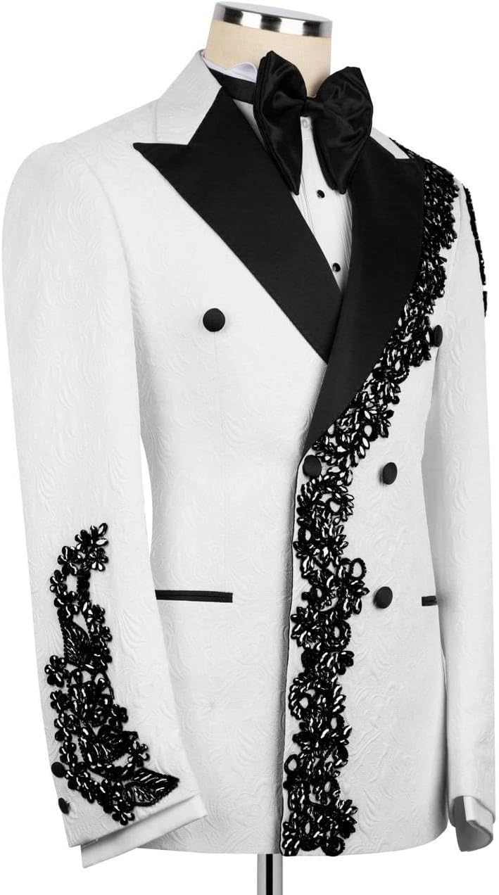 3 Pieces Men's Luxury Tuxedo Suit Gold Rhinestone Blazer Slim Jakcet Pants Formal Set for Wedding,Prom,Party,Dinner
