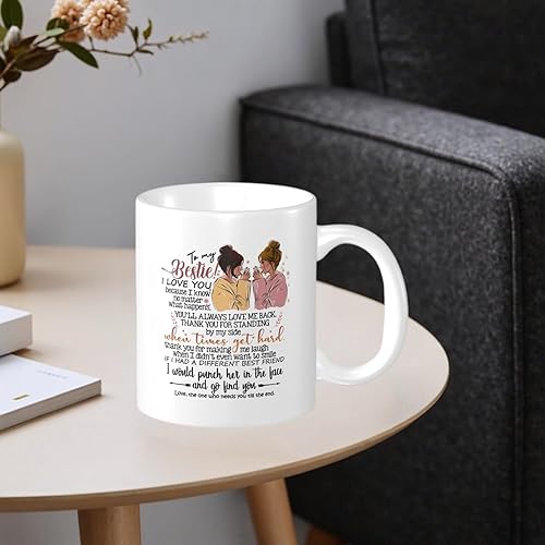 Vista 3 de Taza de café con texto en inglés "To My Bestie I Love You", regalos para hermana del alma, mamá, tía, amigos para siempre, mejor amiga, regalo