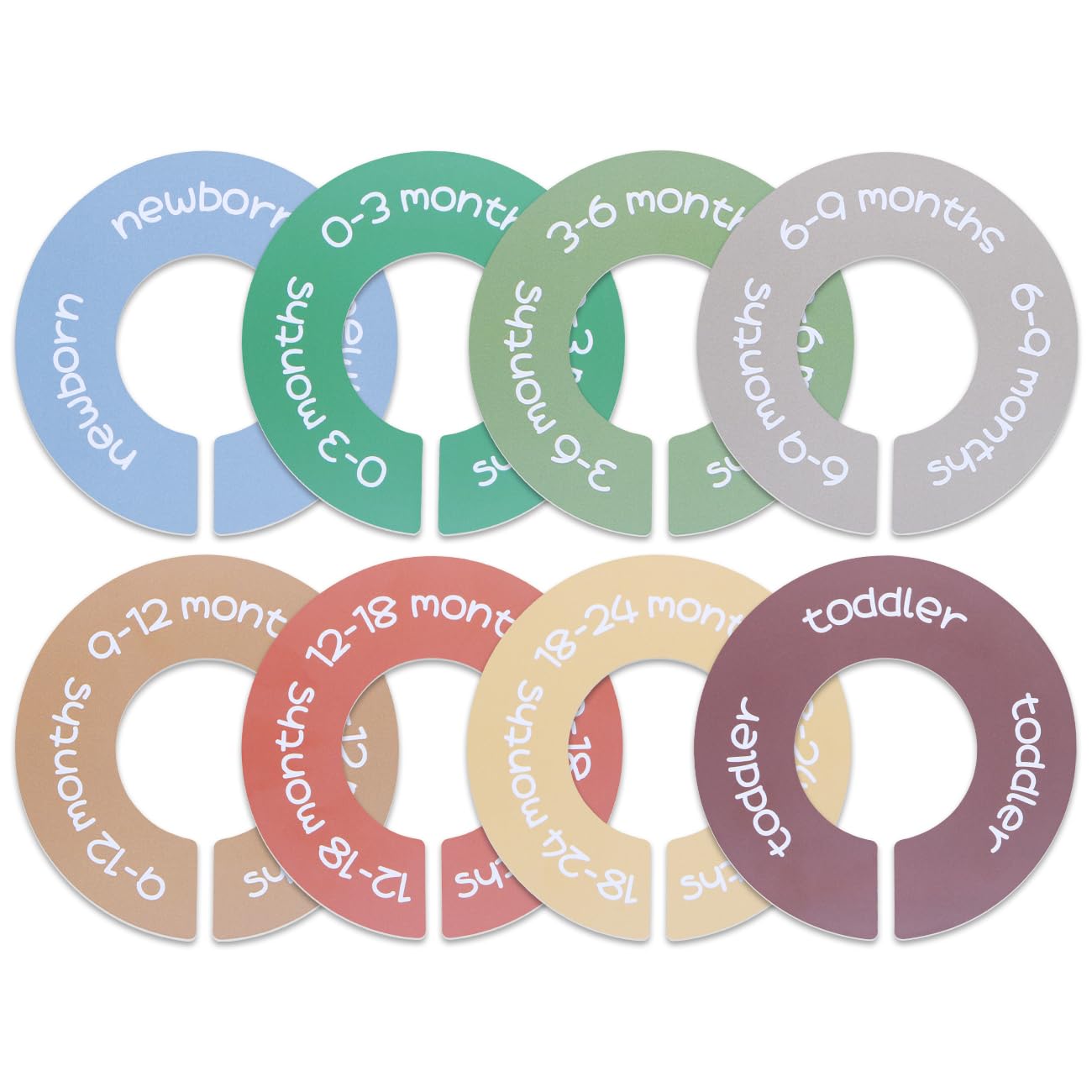 ITDYB Baby Closet Dividers - Set of 8 Round Double-Sided Clothes Size Dividers from Newborn to Toddler Gender-Neutral