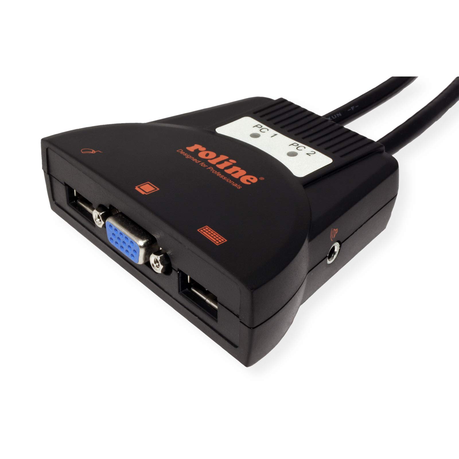 ROLINE commutateur KVM « Star » 2 PC, VGA, USB, audio