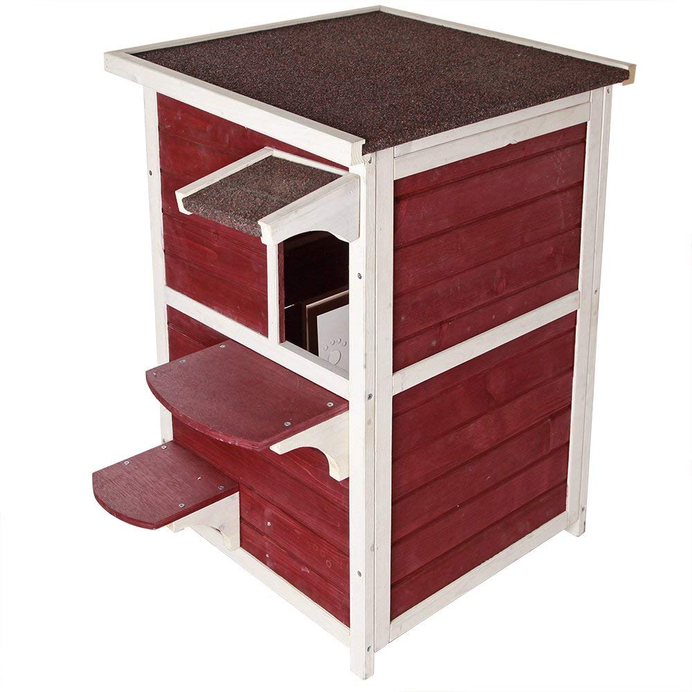 Buy Petsfit Outdoor Cat House, 2 Story Outside Cat Shelter Condo