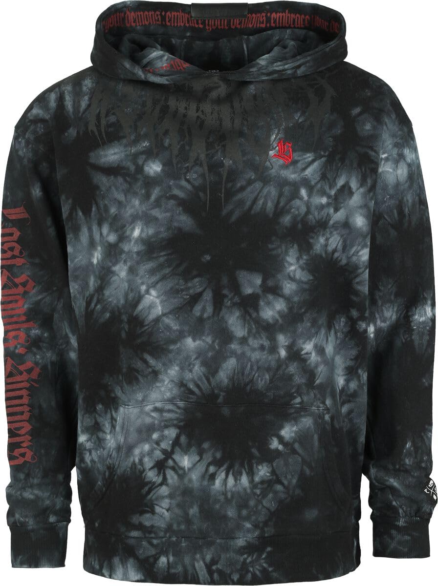 Rock Rebel by EMP Uomo Felpa con Cappuccio Grigia Effetto Tie-Dye