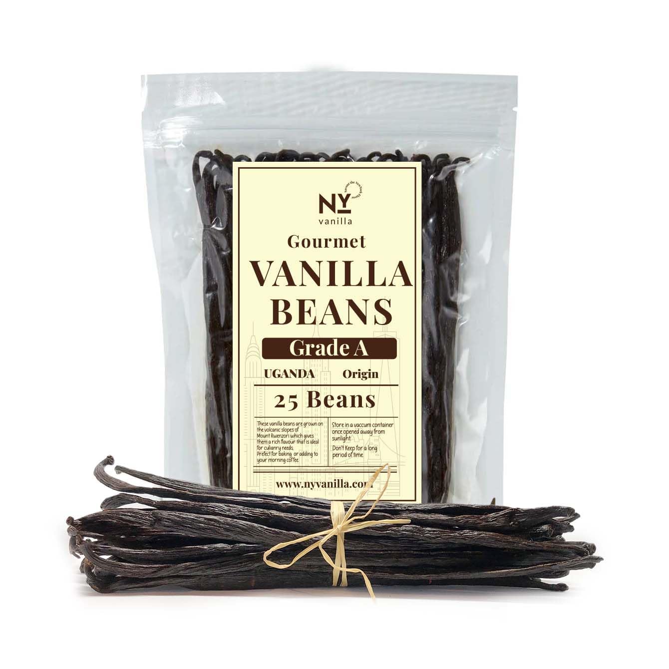 25 Whole Vanilla Beans Grade A ++ | Premium Vanilla Bean Pods for Making VanillaExtract | ~6-8 inches |NON GMO. Perfect for Homemade Extract, Baking. BY NYVanilla
