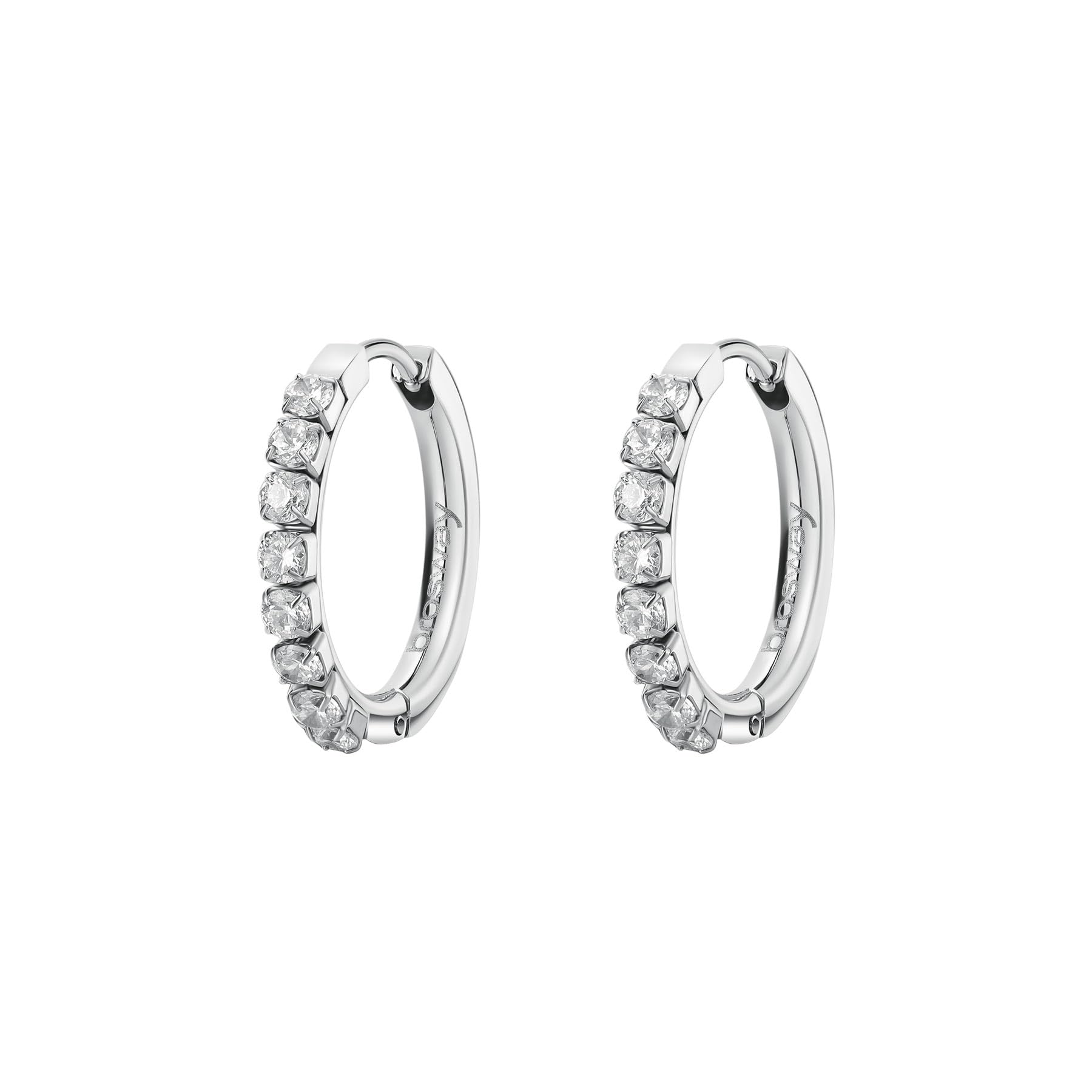 Brosway Orecchini Donna, Orecchini a Cerchio in Acciaio e Cubic Zirconia | Collezione DESIDERI - BEIE012