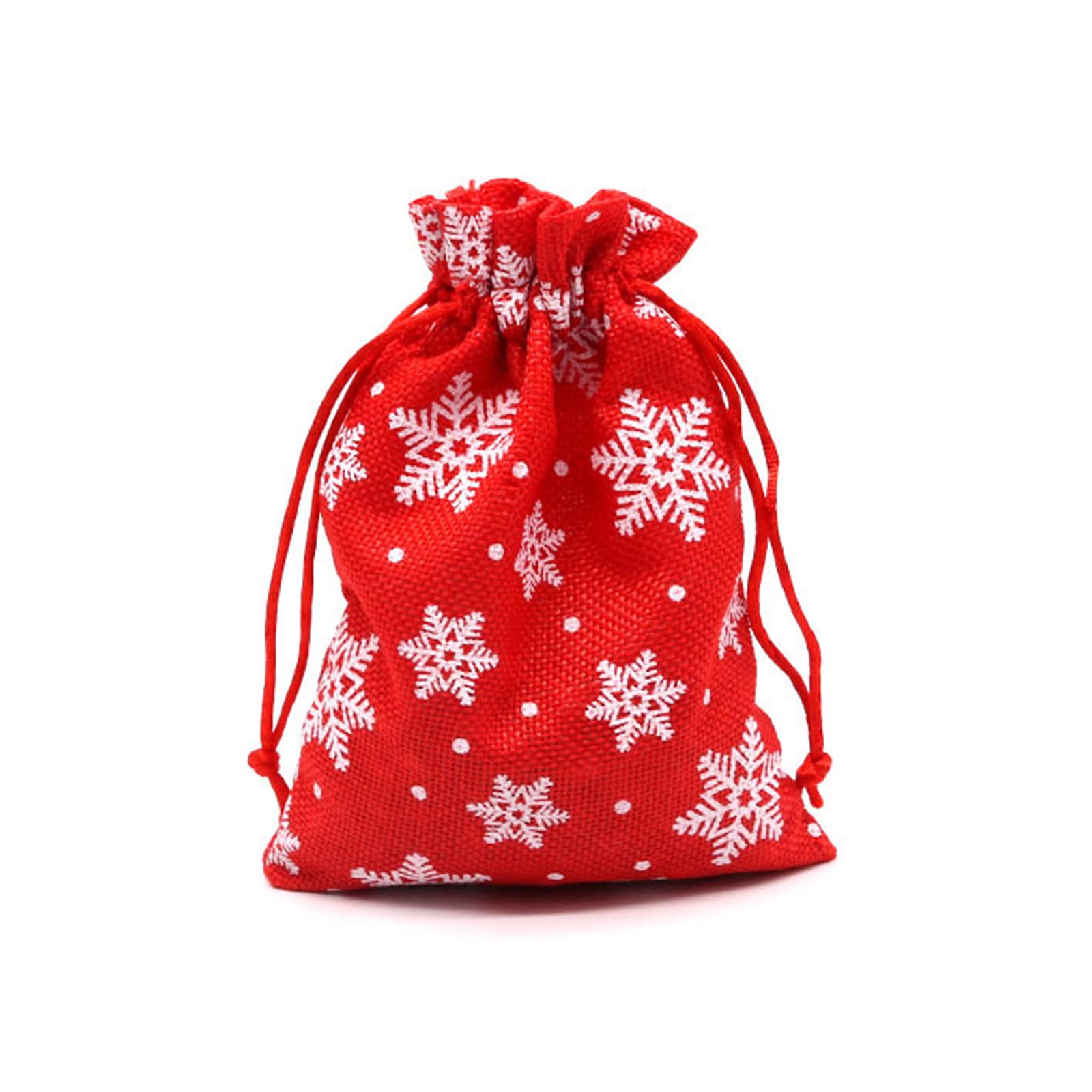 Buxuaaaa Red Christmas Linen Bags With Drawstring Christmas Burlap Goody Gift Bags With Drawstring 3 Designs Santa/Snowman/Elk Linen With