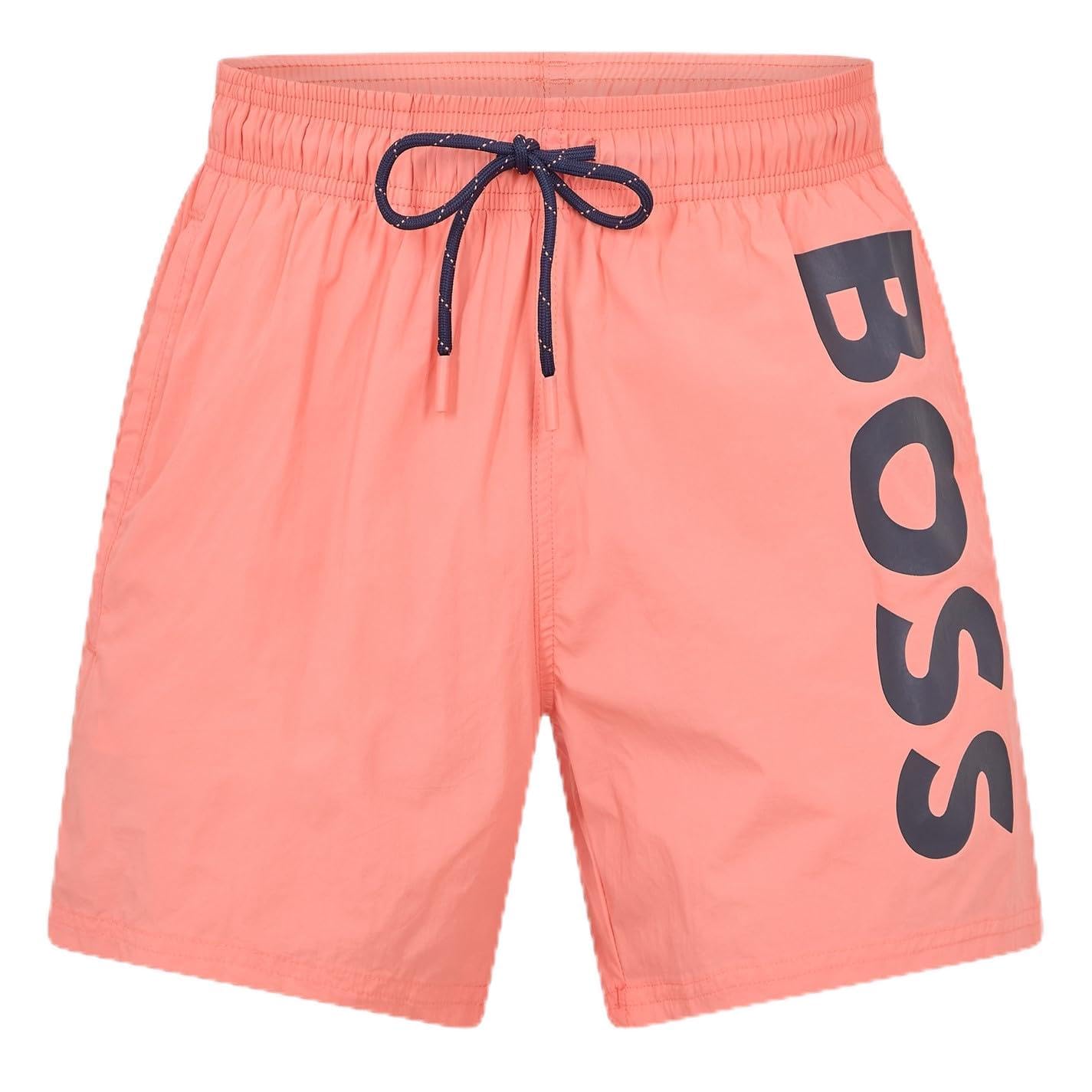 BOSS Mens Octopus Swim Shorts with Bold Branding Bright Pink L