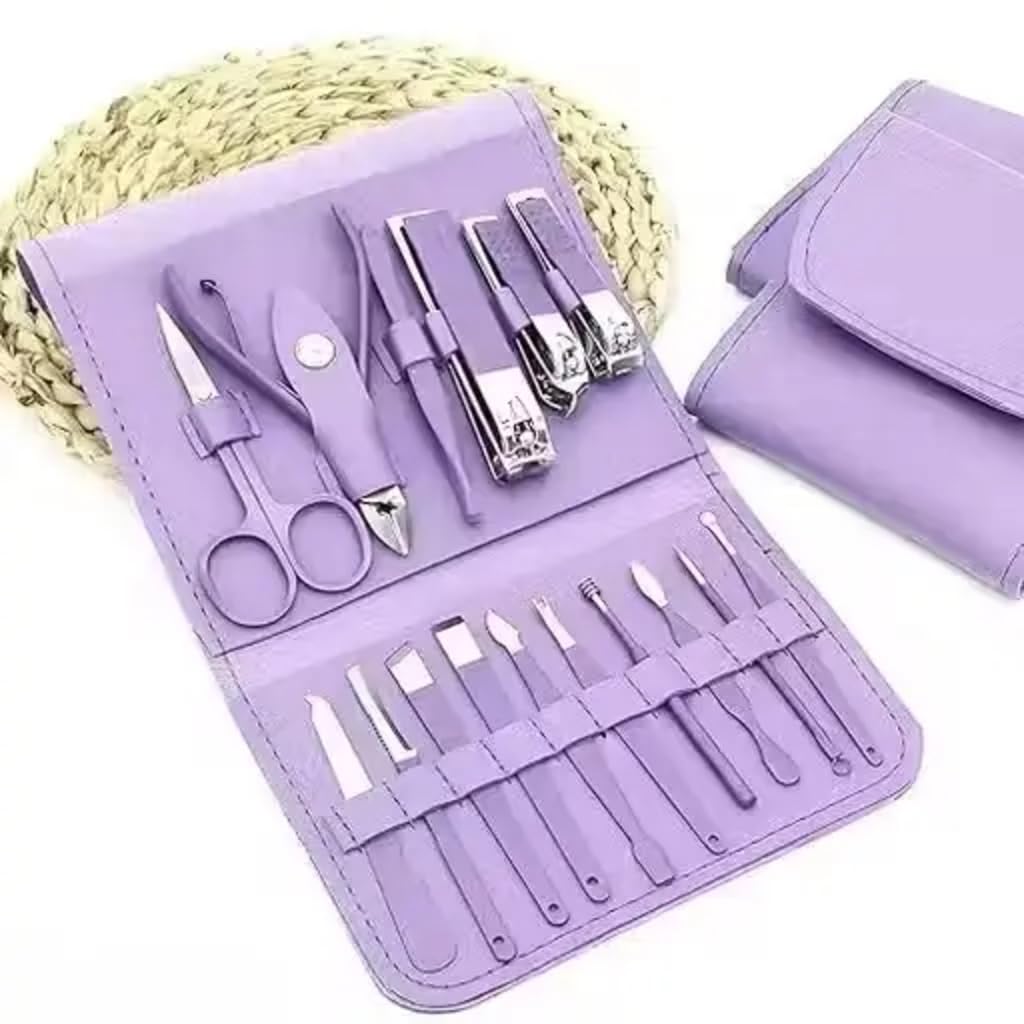 Stainless Steel Manicure Pedicure Grooming Kit with Travel Case | Nail & Cuticle Tools, Facial & Foot Care, Portable Travel Case, Self-Care Toolkit, Multi-Piece Set-image-40