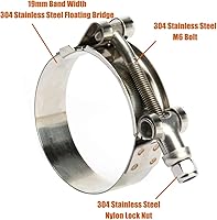 Vista 2 de ISPINNER Paquete de 4 abrazaderas de manguera de acero inoxidable 304 de 1 pulgada, rango de abrazadera de 1.260-1.457 in para manguera de 1