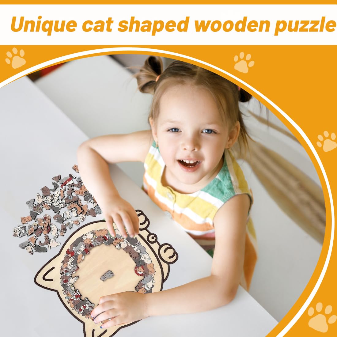 Puzzle en bois 135 pièces Silhouette de chat Morandi formes animales découpe au laser cadeau DIY décoration intérieure