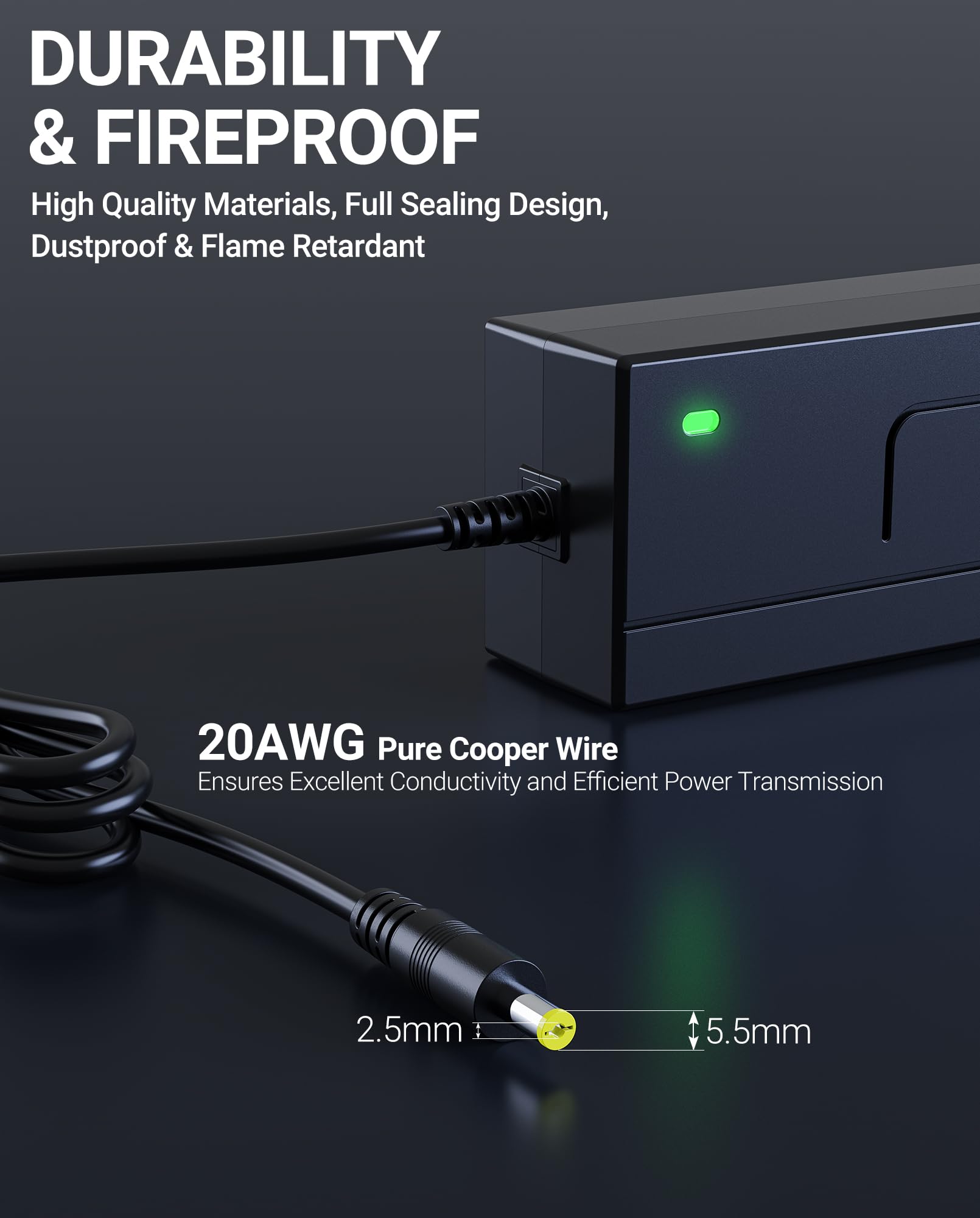 SAYSOLAK 42V 2A Electric Scooter Charger for Hiboy S2, S2 Pro, S2 Lite, KS4, KS4 Pro, NEX, NEX3, NEX5, Max, Max3, Max V2 Scooters, 9.8Ft Power Supply Adapter Replacement for 36V Lithium Battery