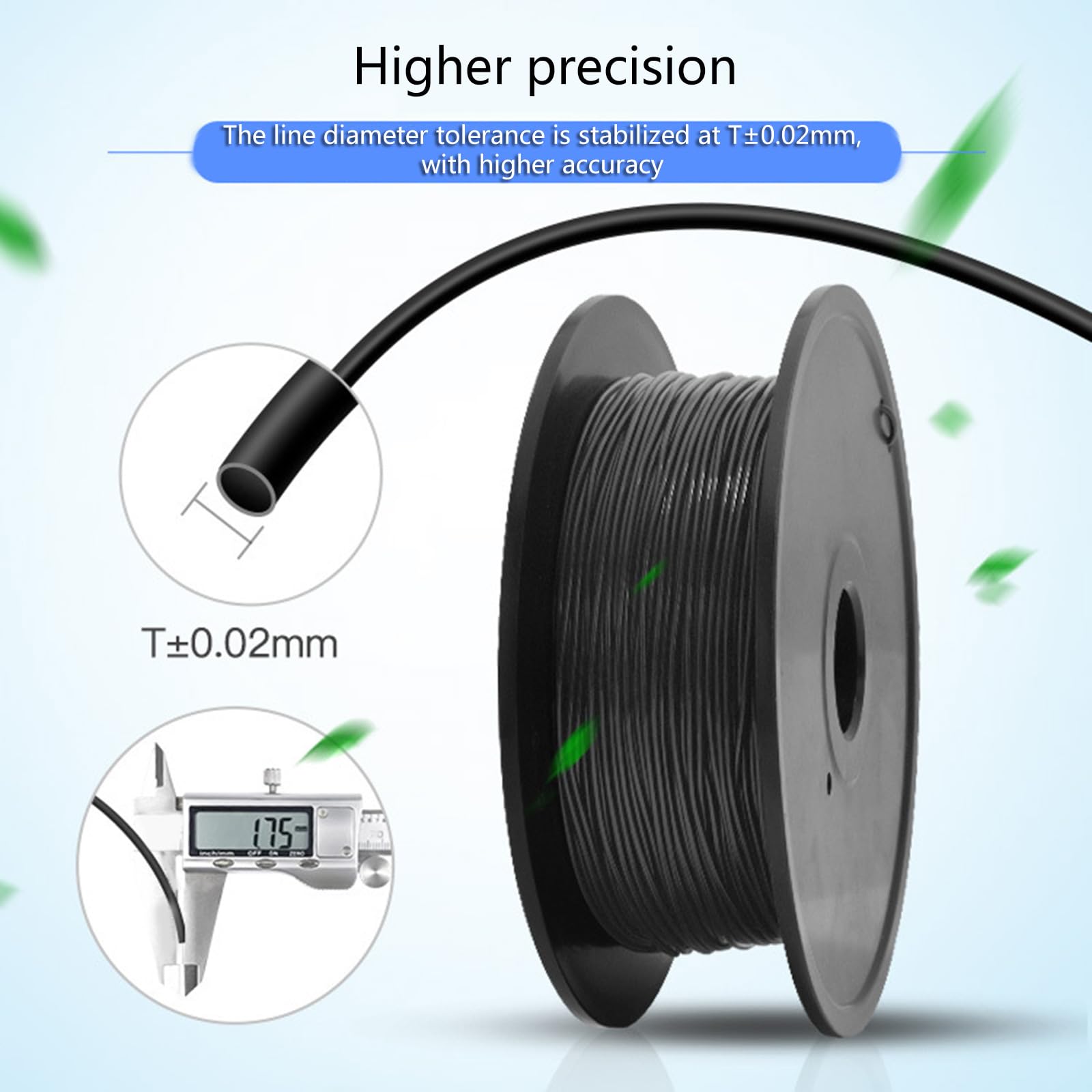 3D Drucker Filament, flexibles TPU Filament, 1, 75 mm Spule, Maßgenauigkeit + / 0, 03 mm, 0, 8 kg Spule (1, 76 lbs), flexibles TPU, schwarz