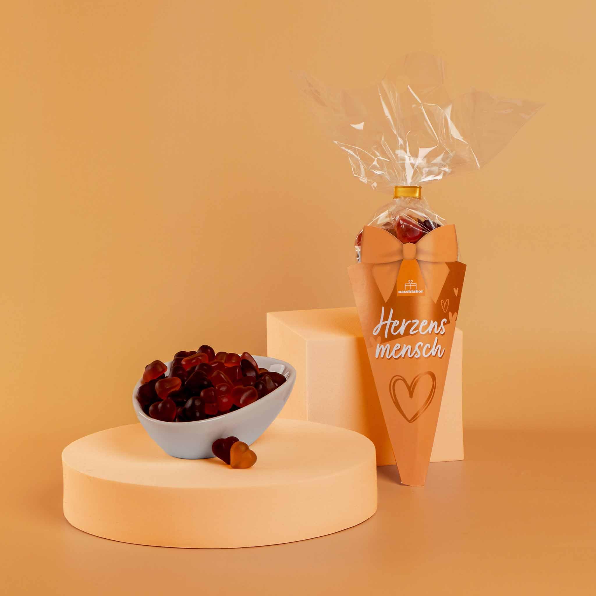 Herz Fruchtgummi Geschenktüte Herzensmensch 100g | Geschenk für die Liebsten | Das Mitbringsel für deine Freunde | Valentinstag oder Muttertag | Geschenk für Partnerin