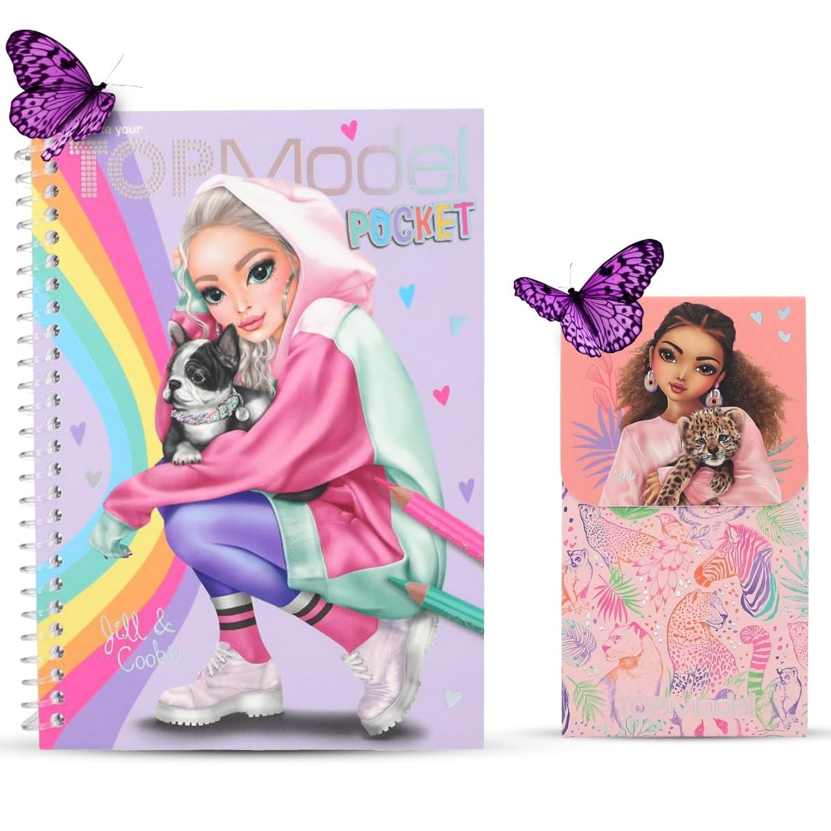 TOPModel - Libro para colorear de bolsillo y bloc de notas TopModel con cierre magnético, color rosa