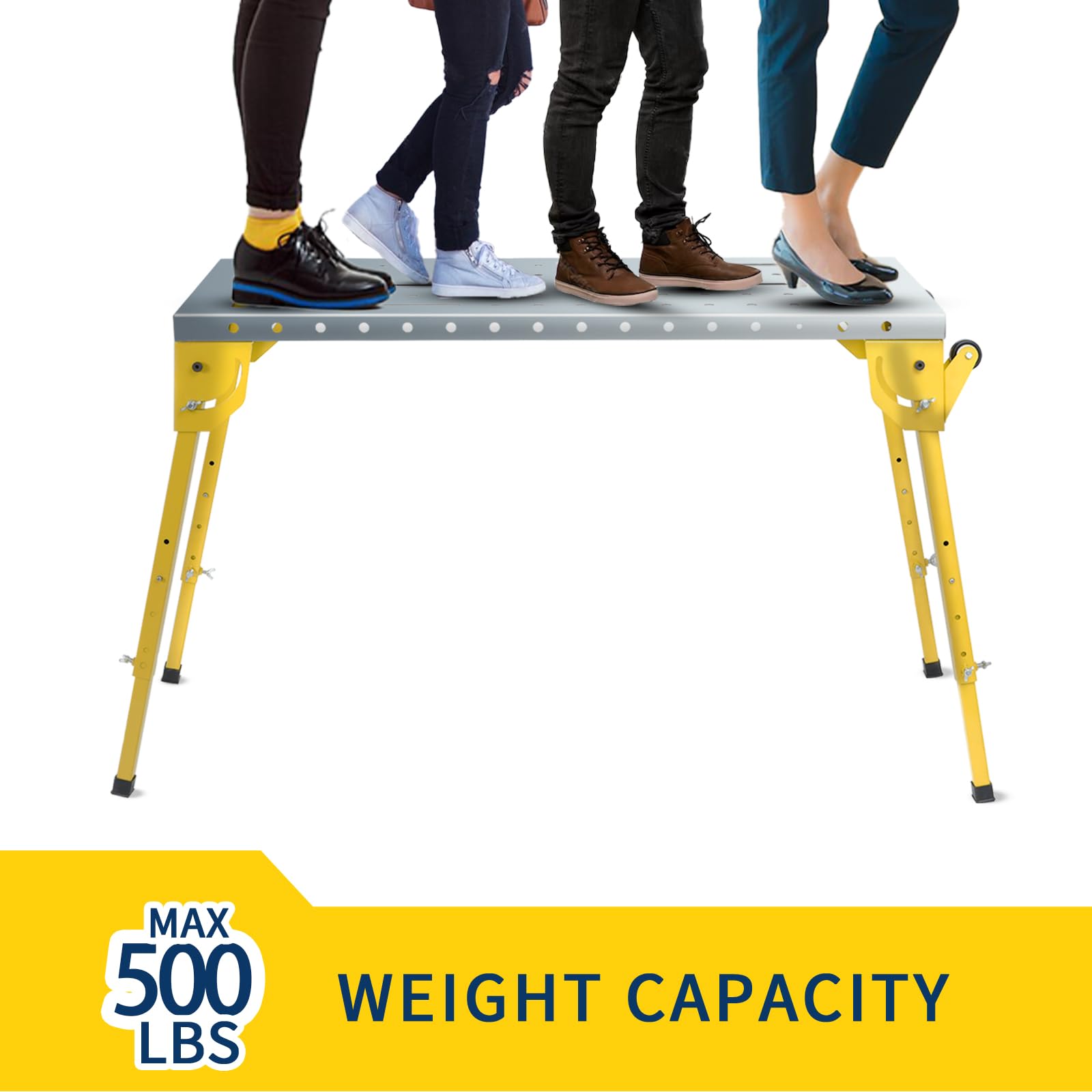 Mesa de Soldadura Plegable de Acero 76 x 51 cm, Banco de Trabajo para Soldar con Capacidad 160 kg, Altura Ajustable, 3 Ángulos Inclinables, con Ranuras y Ruedas