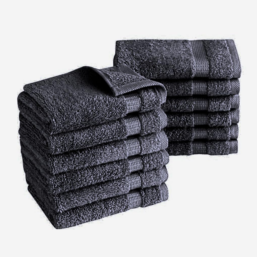 Paquete de 6, 12, 24, 36, 48, 72, 96 toallas faciales, 100% algodón egipcio, franela suave, para el gimnasio, desmaquillante, toalla para los dedos (72, negro)