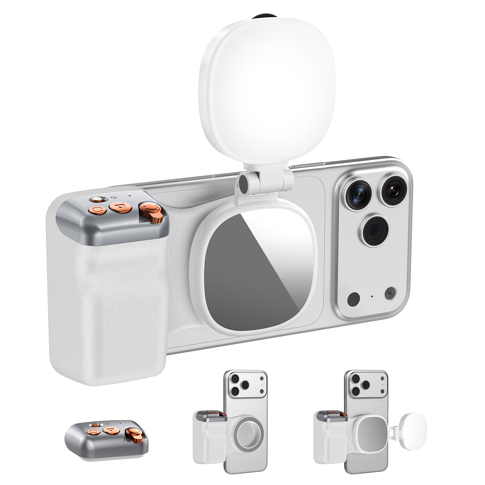 Magnetic Phone Camera Grip, Phone Selfie Grip + Selfie Light for iPhone & Android with Wireless Shutter Button, Creator Kit for TikTok/Selfies/Photography/Video
