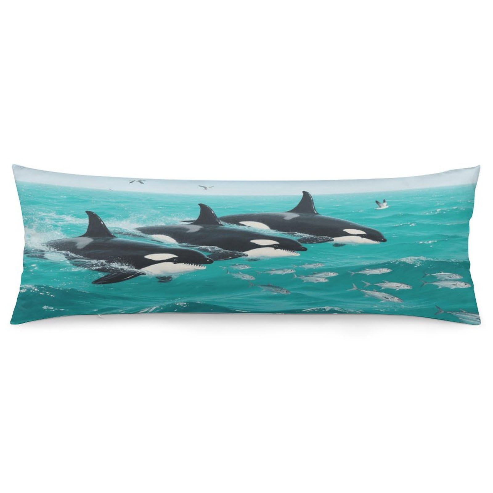VstaDank Underwater Whale Pillow Cover Decorative Lumbar Pillow Cover 19x53 Inch Long Body Pillows Case Soft Luxury Decorative Throw Pillowcase for Couch Sofa Bedroom Car Decor Pillowcover