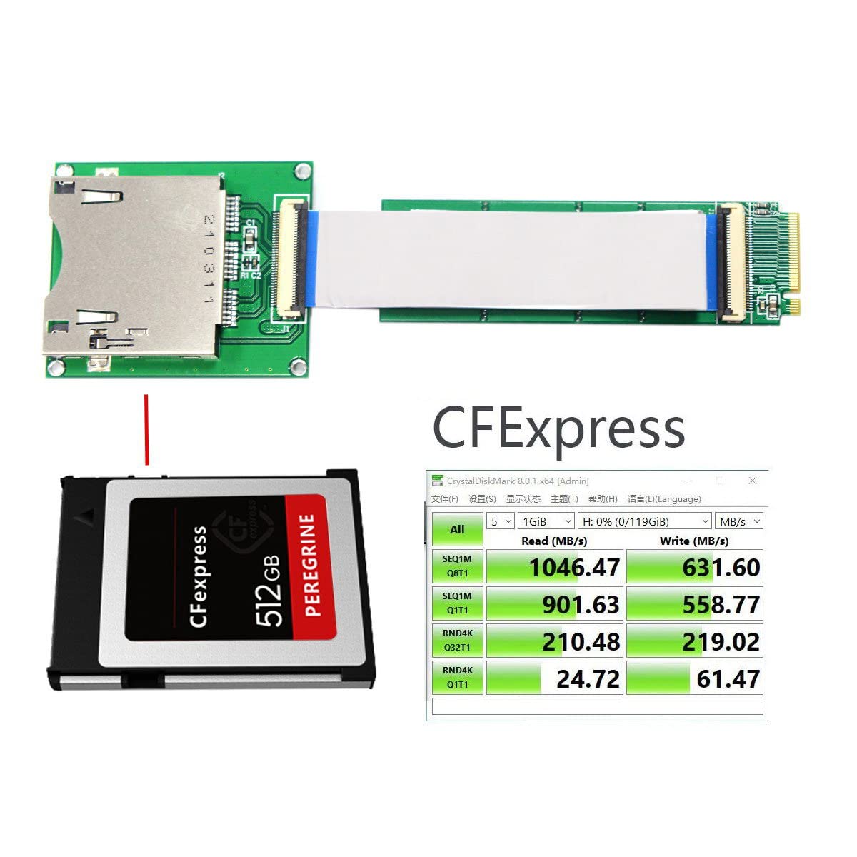 cablecc M.2 NVMe 2230 M-Key SSD to CF-Express Type-B Adapter for Xbox Series X&S CH SN530 SSD PCIe4.0 Expansion Memory Card (Grey NVME to CFExpress Cable)
