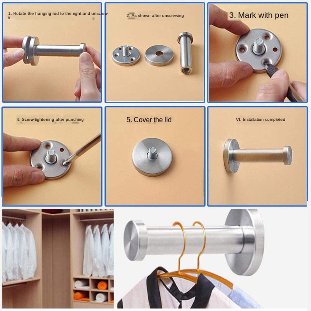 4 Piezas Ganchos de Pared Redondos Plata, Gancho de Pared de Acero Inoxidable de 53 mm Adecuado para Instalar en la Cocina, el Baño y el Dormitorio Principal para Colgar Objetos