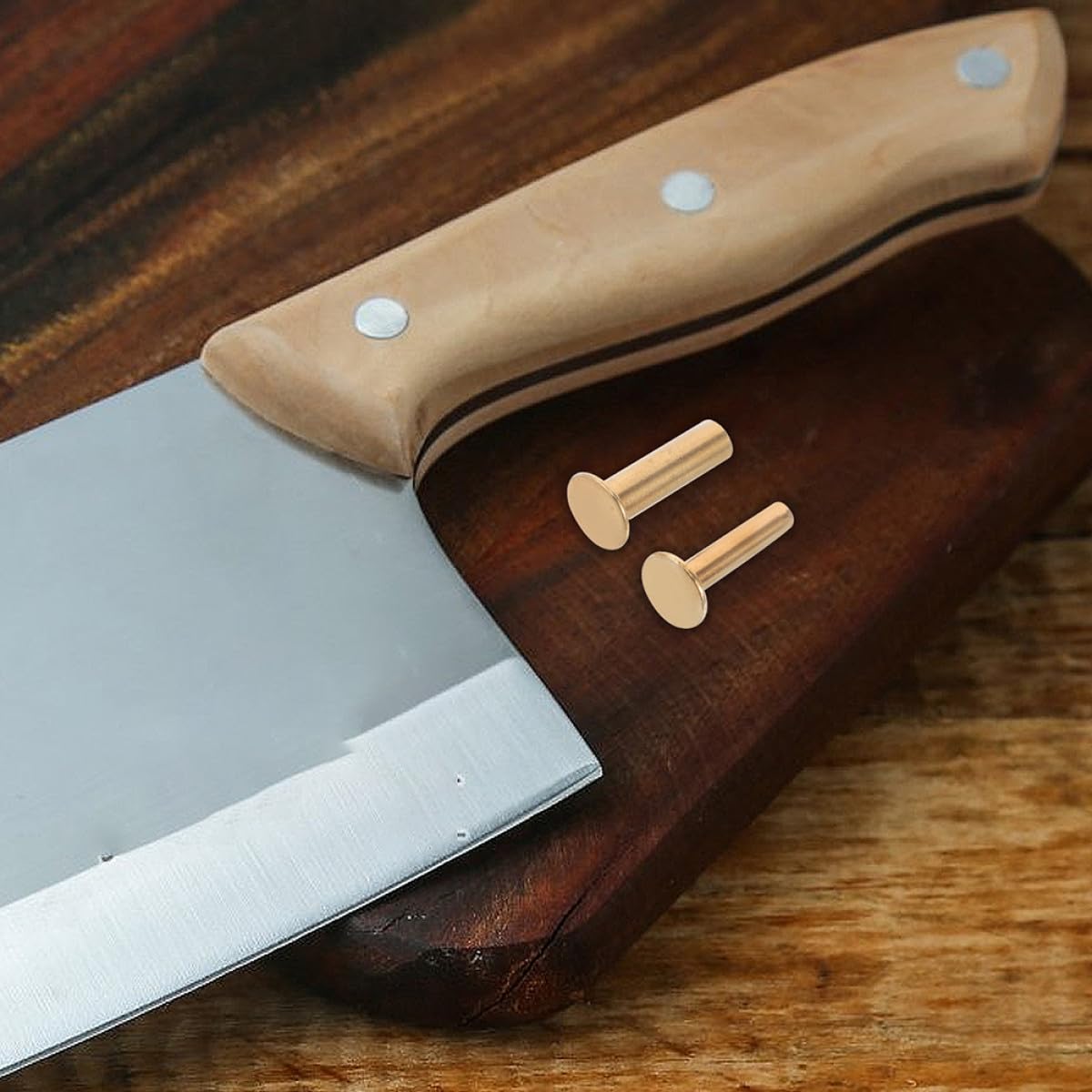 SOLUSTRE Set 7 Paia Rivetti in Rame per Manico da Cucina Fissaggio Sicuro e Facile Installazione Manici per Fai da Te e Riparazioni
