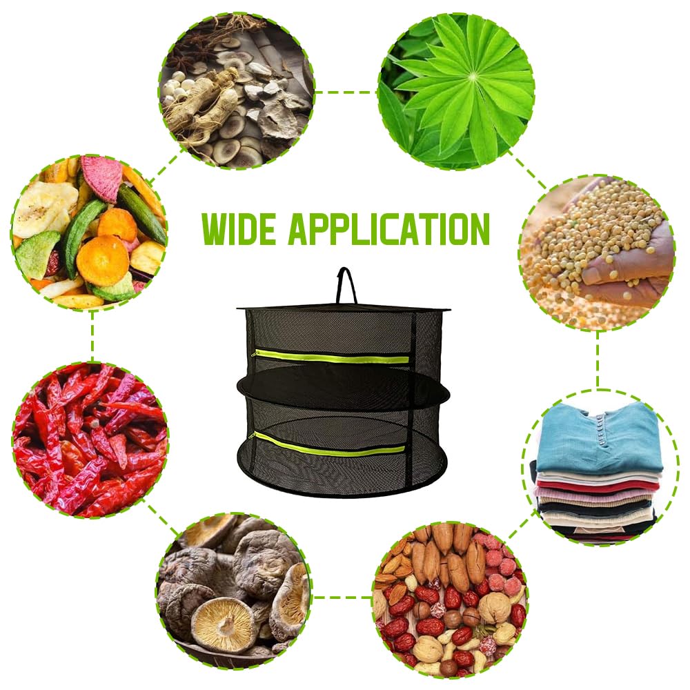 2-lagiges Trockennetz Für Kräuter 60x40cm - Faltbarer Hängetrockner Mit Reißverschlüssen
