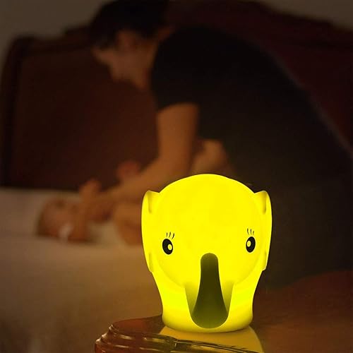 Miniatura 7 de Luz nocturna para niños con bonito diseño de elefante, lámpara de noche LED para habitación infantil con colores RGB intercambiables, luz nocturna