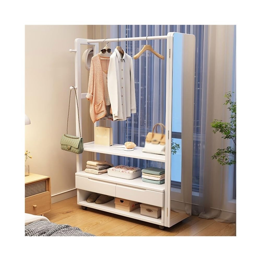 Adjustable Garment Rack Clothes Hanger Floor-Standing Coat Rack Entrance Door Hanging Area Solid Wood Coat Rack Light Bedroom