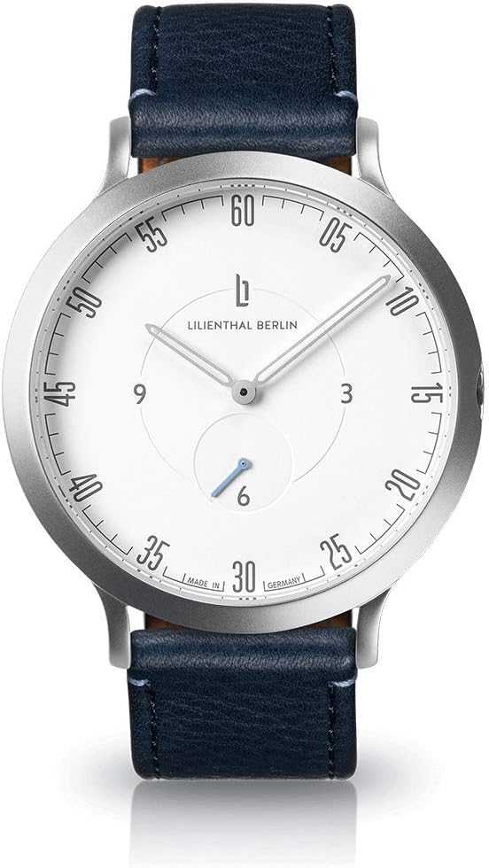 Lilienthal Berlin Men’s L1 Standard Silver/White Minimalist Quartz Watch with Leather Band