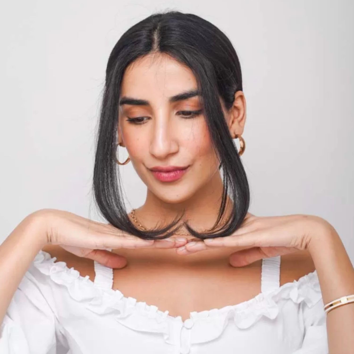 Nish Hair's Frame My Face Seamless Clip-In Extensions – 100% Human Hair, Set of 2 (Natural Black)