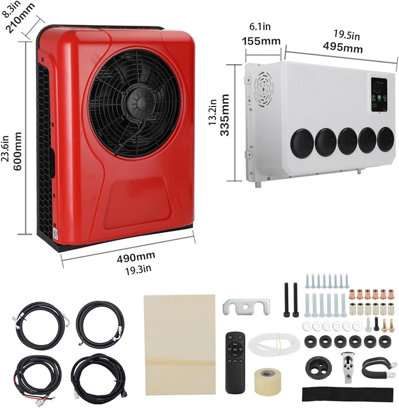 12 Volt air Conditioner for Vehicles 24V aire acondicionado for RV Semi Truck Campers Excavator Loader Vans Buses Trailers Crane