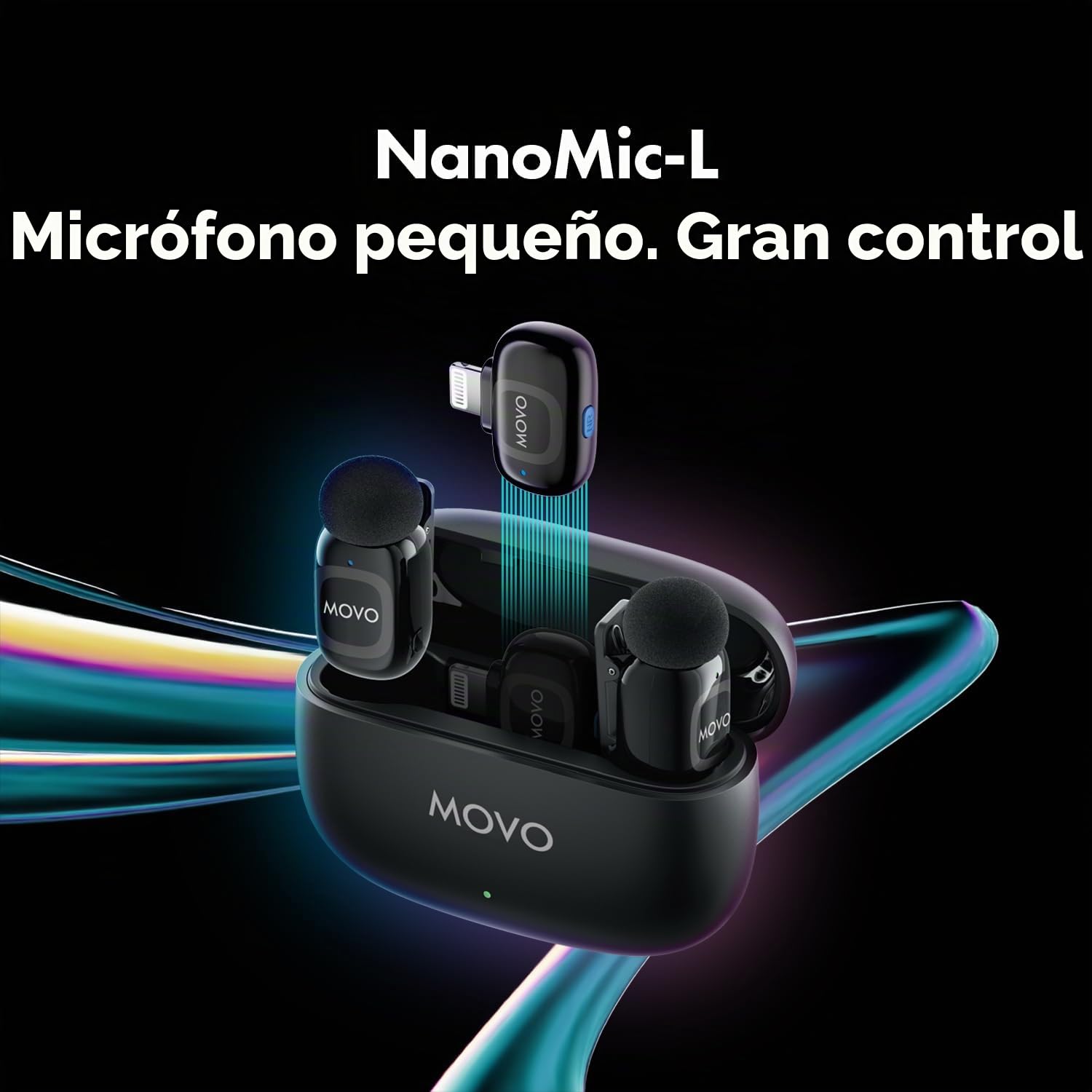 Movo NanoMic - Micrófono inalámbrico dual Lightning para iPhone 14 y inferior, micrófono Lavalier para iPhone, ideal para vlogging, TikTok, creación de contenido