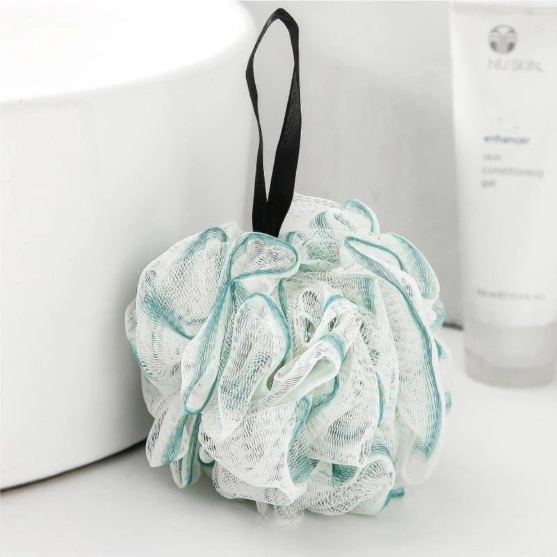 Loofah Exfoliating Body Scrubber Shower Mesh Sponge Pouf PE Material | Exfoliating Bath Tool, Four Colour Mix, Hanging Loop, Body Use, Mesh Design-image-18