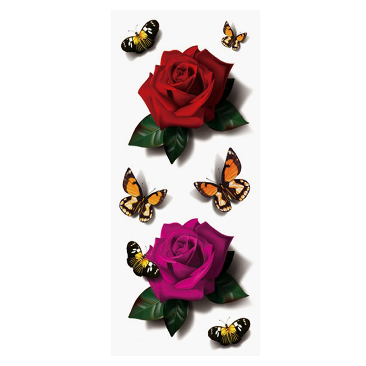 SENECIO(™) Red Purple Rose Butterflies Waterproof Temporary Body Tattoo-image-25