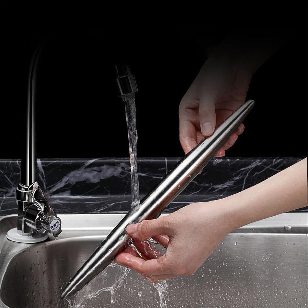 Rouleau De Cuisine Outils de cuisson de rouleau à pâtisserie d'acier inoxydable de cuisine à la maison (Color : Silver, Size : 24.2x2.5cm)