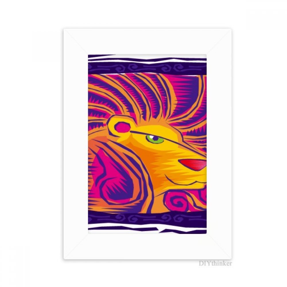 Bureau décoré avec le cadre peinture constellation Lion multicolore 5x7