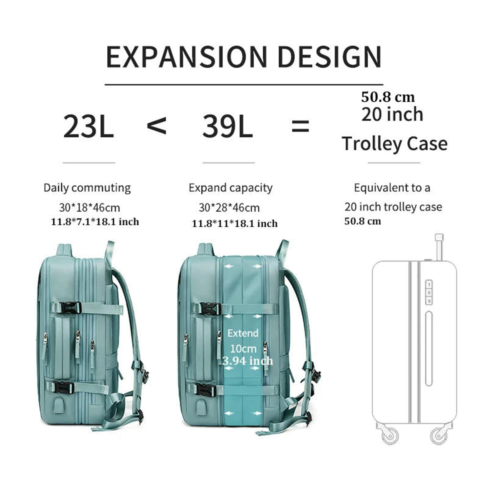 Schulrucksack Reiserucksack Für Herren, Erweiterbar, 39 L, Für Wandern, Business, Laptop-Rucksack, Damen, Aufladen, 17 Zoll, Wasserdicht, Schulrucksack-8875-3 Grün