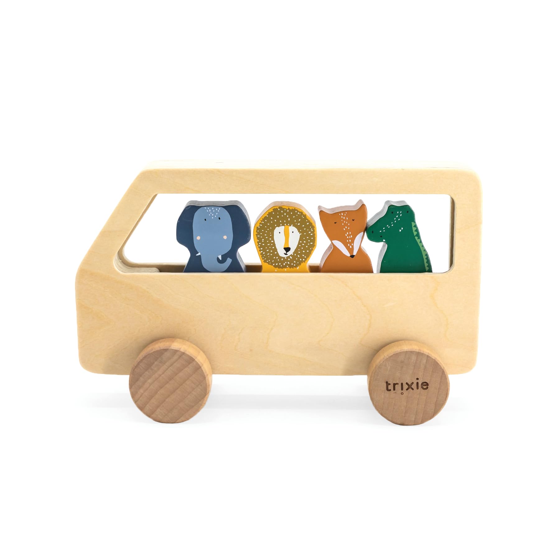 Trixie Wooden Animal Bus for Kids  FSC Certified Wood - Educational Toy with Adorable Animal Passengers  Push and Pull Toy for Toddlers and Preschoolers