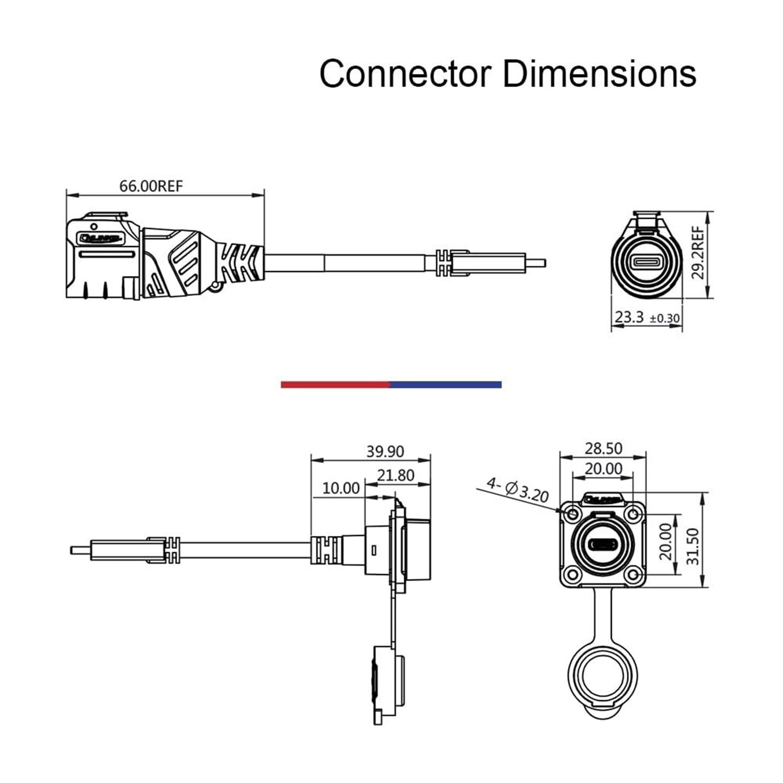 1 cavo di prolunga USB 3.1 maschio femmina USB 3.1 impermeabile tipo C, cavo di prolunga da 0,5/1 m, connettore dati USB (Gen2 (0,5 m))