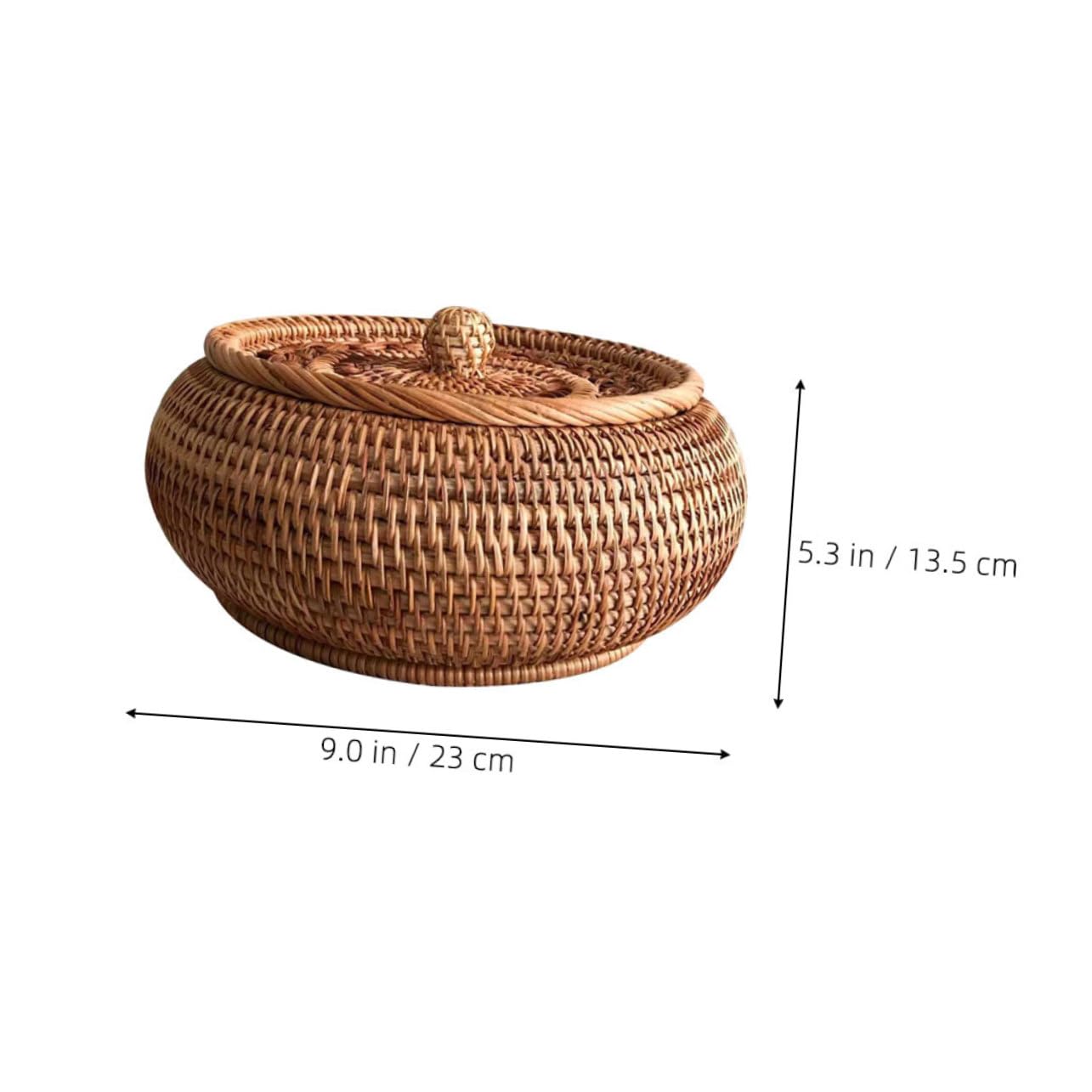 Cestino Porta Dolci in Rattan Intrecciato a Mano Coperchio Ventilato, Robusto e Versatile per Conservazione di Snack e Frutta in Studio o Camera da Letto